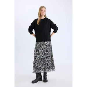 Flare Fit Zebra Desenli Yüksek Bel Tül Maxi Etek E3974AX25SP