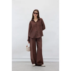 Straight Fit Modal Kumaş Palazzo Pantolon Yüksek Bel Uzun Boy E9103AX25SM