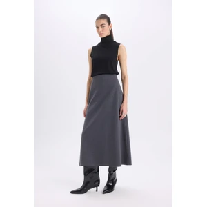 A Kesim Beli Lastikli Basic Düz Normal Bel Maxi Etek D5407AX24AU