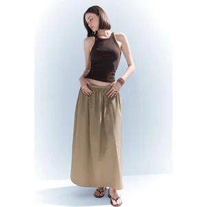 A Kesim Normal Bel Yarım Astar Poplin Midi Etek E8700AX25SP
