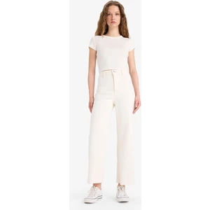 Culotte Yüksek Bel Paça Ucu Kesik Crop Jean Pantolon B5012AX25SM