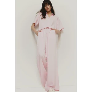 Wide Leg Üç Cepli Normal Bel Standart Boy Geniş Paça Keten Karışımlı Palazzo Pantolon F0946AX25SP