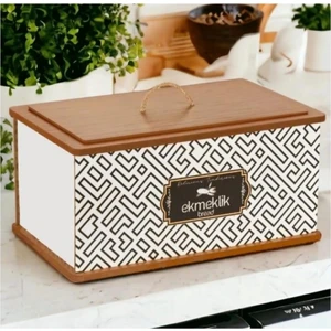  Dekoratif Ahşap Kapaklı Ekmeklik – Geometrik Desenli
