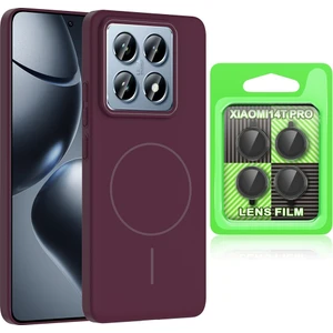 Xiaomi 14T Pro Kılıf M-safe Şarj Özellikli Zore Ruby Sert Kapak + Kamera Lens Koruyucu