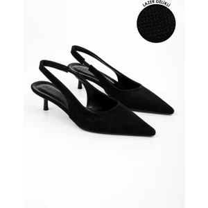 Kadın Vanie Siyah Süet Lazer Delikli Stiletto