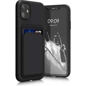 Iphone 11 Kılıf Kamera ve Köşe Korumalı Kartlıklı Cüzdanlı Yumuşak Renkli Silikon Kapak Içi Kadife
