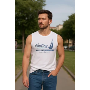 Erkek Bisiklet Yaka Baskılı Antrasit Kolsuz T-Shirt