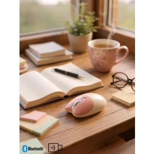 Sevimli Kedi Kablosuz Pudra-Bej Mouse Bluetooth + Dual Mode