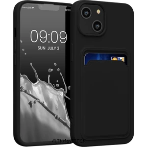 iPhone 13 - 14 Kılıf Kamera ve Köşe Korumalı Kartlıklı Cüzdanlı Yumuşak Renkli Silikon Kapak Içi Kadife Liquid