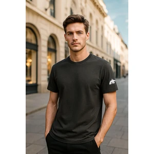 Markapia Man Erkek Bisiklet Yaka Basic Düz Kısa Kollu Gri T-Shirt