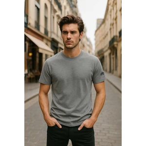 Markapia Man Erkek Bisiklet Yaka Basic Düz Kısa Kollu Gri T-Shirt