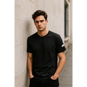 Erkek Bisiklet Yaka Basic Düz Kısa Kollu Gri T-Shirt