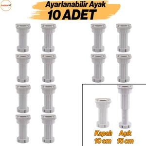 Ayarlanabilir 10 cm Ayak Set 10 Adet Dolap Mobilya Tezgah Puf Yükseltici Yükseltme Ayağı Ayakları