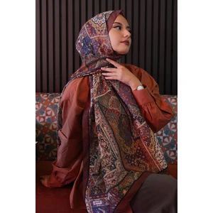 Etnik Desen Taba Soft Pamuk Şal