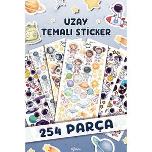 254 Adet Uzay Temalı Sticker Seti - Kalem Suluk Defter Cam Masa Laptop Tablet Sticker Suya Dayanıklı