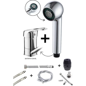 Berber Tipi Spiralli El Duşu Başlığı Seti + Batarya | Mutfak, Kuaför, Evye Uyumlu Su Tasarruflu