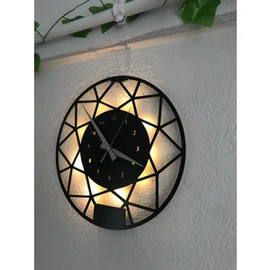 Minimalist LED Işıklı Ahşap Duvar Saati