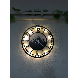 Dağ Temalı Ledli Sessiz Mekanizmalı Duvar Saati