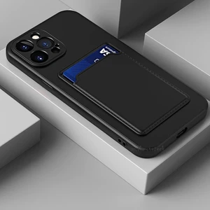 iPhone 16 Pro Kılıf Kamera Korumalı Kartlıklı Cüzdanlı Yumuşak Renkli Silikon Kapak Içi Kadife