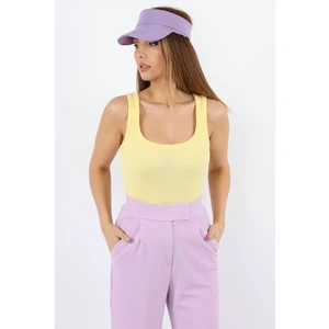 Kadın Cotton Premium Doku Sarı Pamuklu Basic Fitilli Atlet