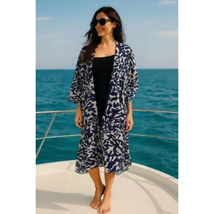 Krep Viskon Rahat Kesim Oversize Kadın Uzun Kimono Kaftan