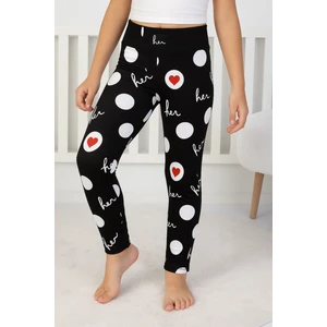 E Çocuk Kalp Desenli Fitilli Tayt - 8001SB