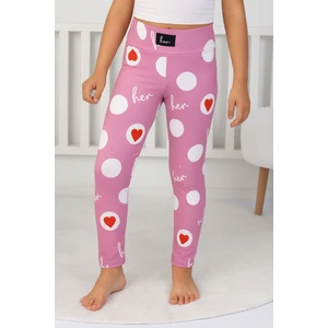 E Çocuk Kalp Desenli Fitilli Tayt - 8001SB