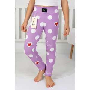 E Çocuk Kalp Desenli Fitilli Tayt - 8001SB