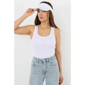 Kadın Cotton Premium Doku Beyaz Pamuklu Basic Fitilli Atlet