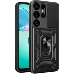 Samsung Galaxy S24 Ultra Uyumlu Kamera Koruma Sürgülü Yüzüklü Tank Kılıf