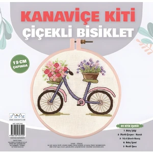 Kanaviçe Etamin Kiti Çiçekli Bisiklet 19 cm K102