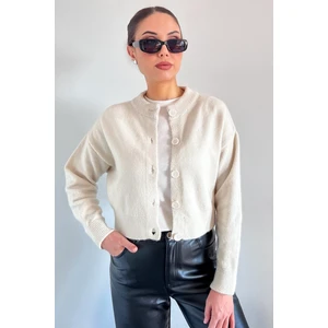 Kadın Tilia Crop Krem Yumuşak Dokulu Hırka