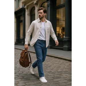 Blue White Erkek Regular Fit Normal Kesim  Pamuk Koyu Mavi Jean Pantolon