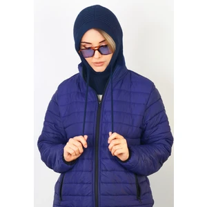 Kadın Ipli Lacivert Balaclava Triko Bere / Başlık
