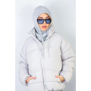 Kadın Ipli Gri Balaclava Triko Bere / Başlık