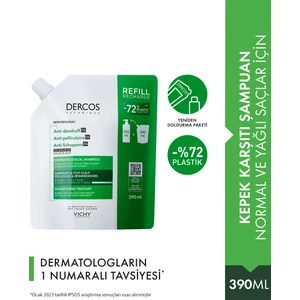 Dercos Normal/yağlı Saçlar Için Saç Bakım Şampuanı Yeniden Dolum Paketi 390 ml