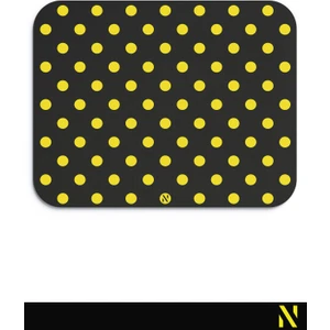 Siyah Sarı Puantiye Desenli Ergonomik Mouse Pad - 23 cm x 19 cm - Kaydırmaz Taban Ev ve Ofis Kullanımı Için Ideal Fare Altlığı Mousepad