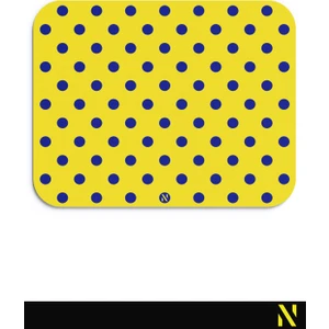 Sarı Lacivert Puantiye Desenli Ergonomik Mouse Pad - 23 cm x 19 cm - Kaydırmaz Taban Ev ve Ofis Kullanımı Için Ideal Fare Altlığı Mousepad