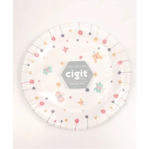 8'lı Karton Tabak Kelebek Desen