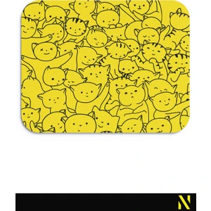 Sevimli Kediler Sarı Renkli Ergonomik Mouse Pad - 23 cm x 19 cm - Kaydırmaz Taban Ev ve Ofis Kullanımı Için Ideal Fare Altlığı Mousepad