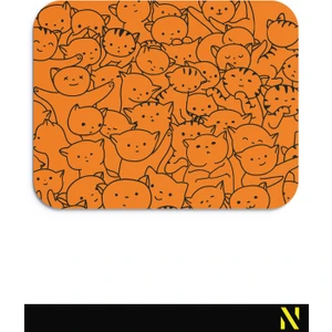 Sevimli Kediler Turuncu Renkli Ergonomik Mouse Pad - 23 cm x 19 cm - Kaydırmaz Taban Ev ve Ofis Kullanımı Için Ideal Fare Altlığı Mousepad