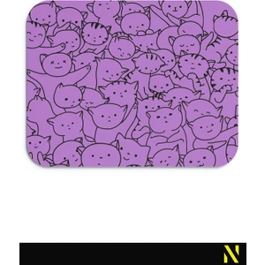 Sevimli Kediler Mor Renkli Ergonomik Mouse Pad - 23 cm x 19 cm - Kaydırmaz Taban Ev ve Ofis Kullanımı Için Ideal Fare Altlığı Mousepad