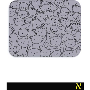 Sevimli Kediler Gri Renkli Ergonomik Mouse Pad - 23 cm x 19 cm - Kaydırmaz Taban Ev ve Ofis Kullanımı Için Ideal Fare Altlığı Mousepad