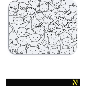 Sevimli Kediler Beyaz Renkli Ergonomik Mouse Pad - 23 cm x 19 cm - Kaydırmaz Taban Ev ve Ofis Kullanımı Için Ideal Fare Altlığı Mousepad