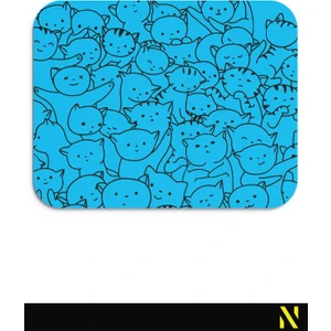 Sevimli Kediler Mavi Renkli Ergonomik Mouse Pad - 23 cm x 19 cm - Kaydırmaz Taban Ev ve Ofis Kullanımı Için Ideal Fare Altlığı Mousepad