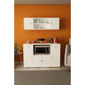 Kahve Köşesi Çok Amaçlı Dolap Mikrodalga Set Altı Mutfak Dolabı Beyaz / Beyaz