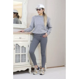 Kadın Gri Motto Skinny Jean