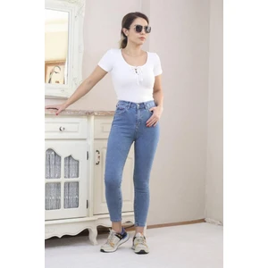 Kadın Mavi Motto Skinny Jean
