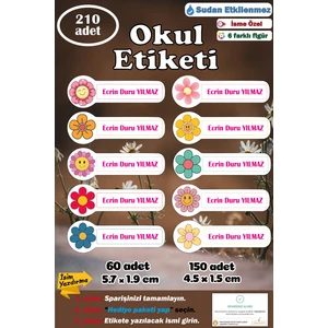 Ayza Tasarım Isme Özel Okul Etiketi Isim Etiketi Kalem Defter Etiketi Sticker Papatya Figürlü Isimli Etiket