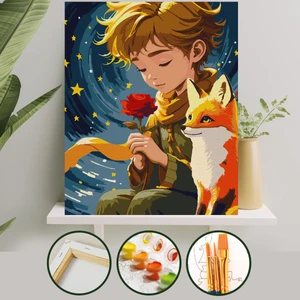 Sayılarla Boyama 40x50 cm Tuval Seti Fırça Boya Dahil Çıtaya Gerili - Küçük Prens 2